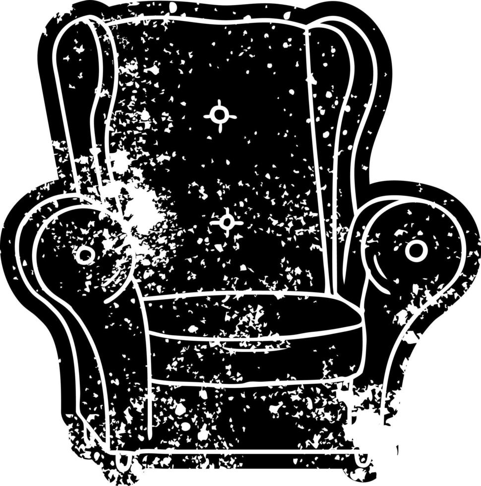 grunge icoon tekening van een oud fauteuil vector