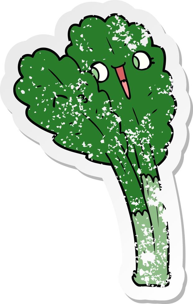 noodlijdende sticker van een cartoon saladebladeren vector