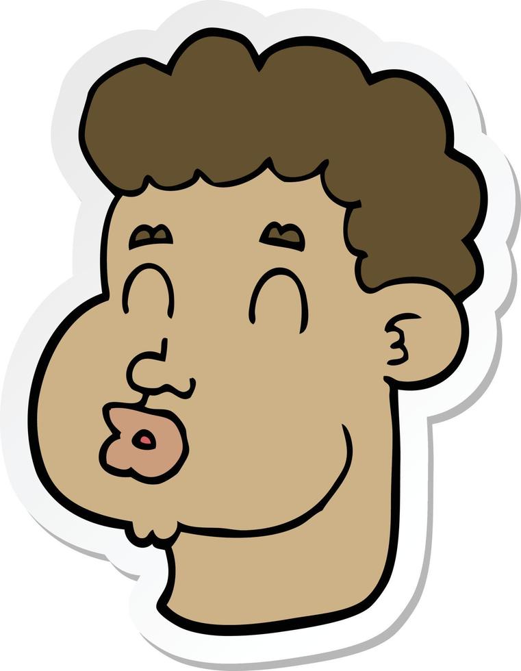 sticker van een cartoon mannelijk gezicht vector