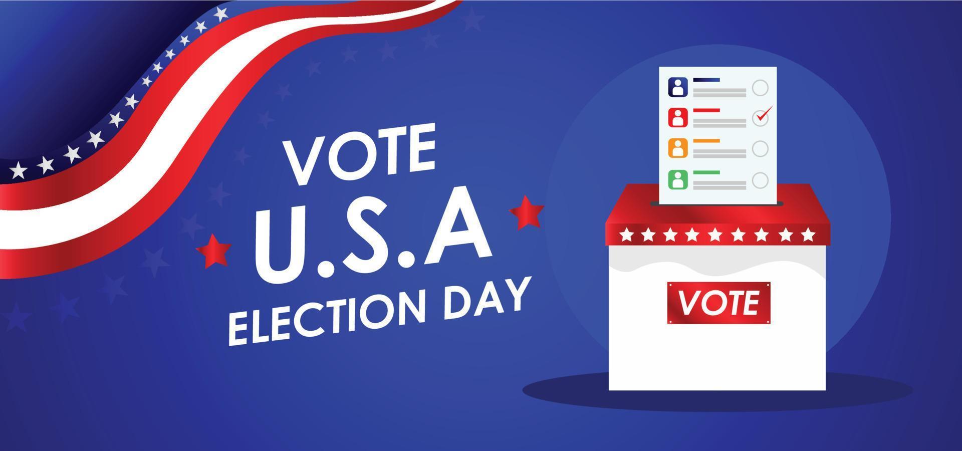 stemmen verkiezing in Verenigde Staten van Amerika banier Amerikaans patriottisch achtergrond voor verkiezing dag vector