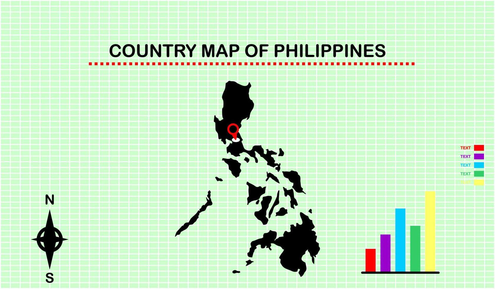 vector kaart van Filippijnen met rooster achtergrond. begeleid met diagram grafiek
