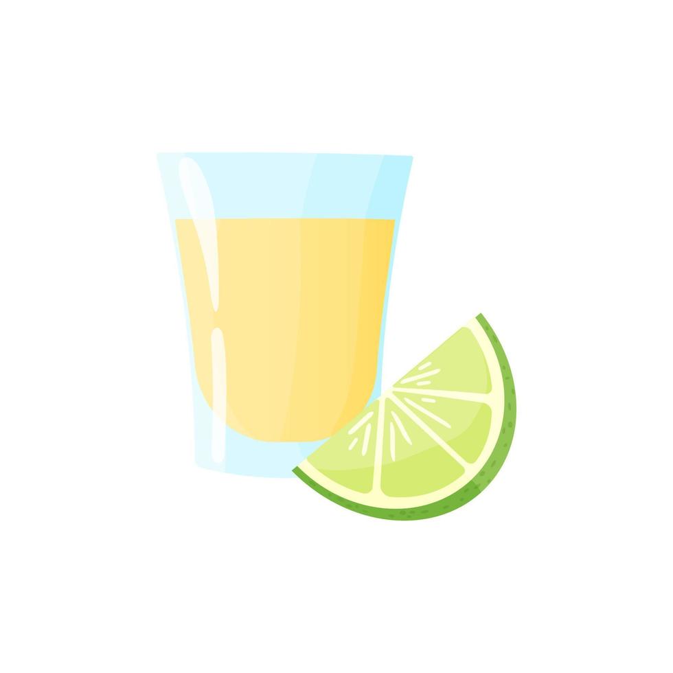 tekenfilm tequila schot met limoen. vector illustratie