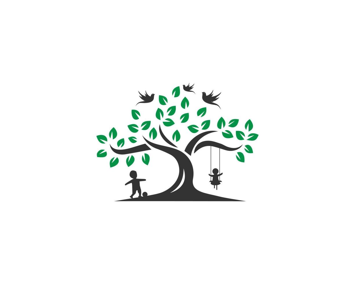 kinderen boom onderwijs logo vector icoon ontwerp concept illustratie.