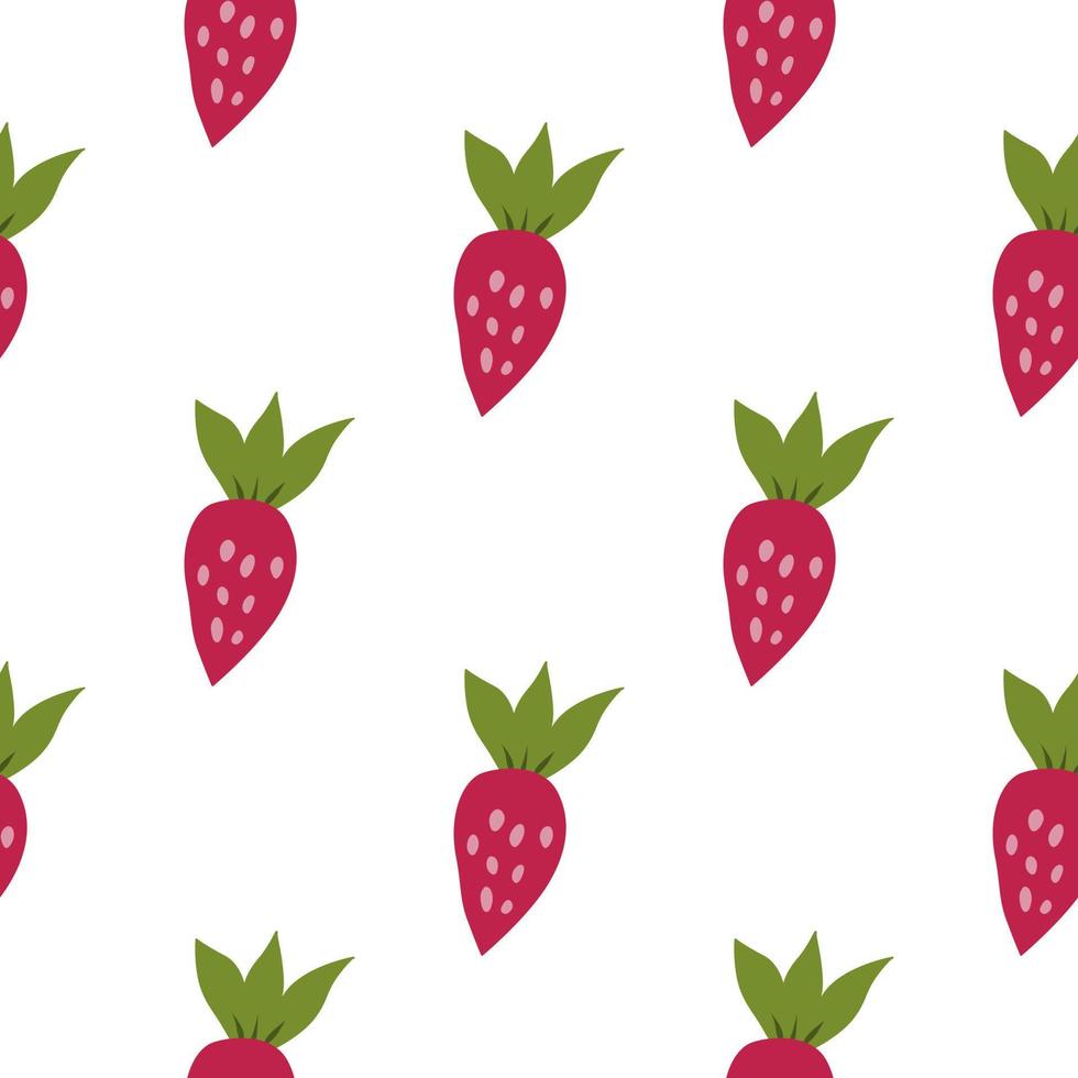 gemakkelijk aardbei naadloos patroon. hand- getrokken aardbeien behang. fruit achtergrond. vector