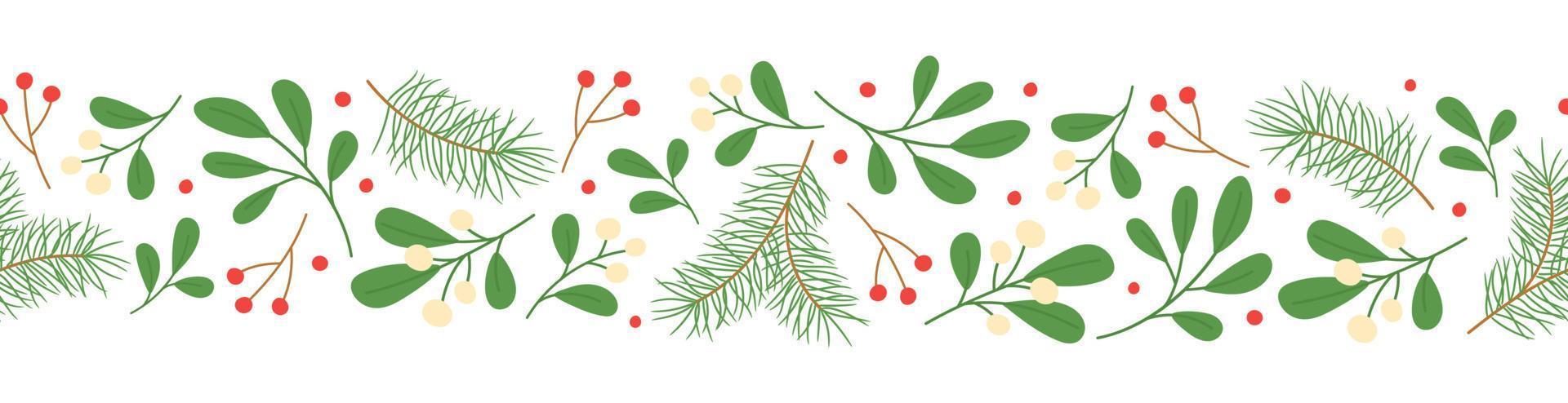 naadloos grens met winter twijgen Aan wit achtergrond. sjabloon voor winter Kerstmis ontwerp vector