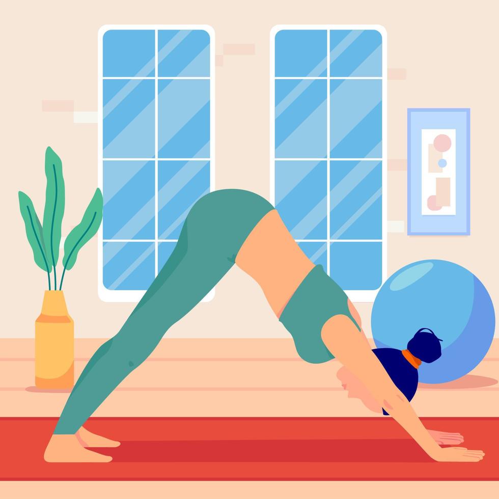 meisje aan het doen yoga concept vector