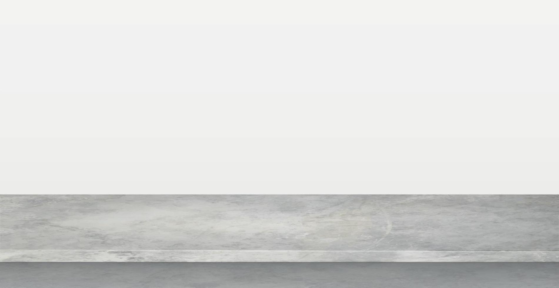 grijze betonnen stenen aanrecht op witte panoramische achtergrond, promotionele websjabloon - vector