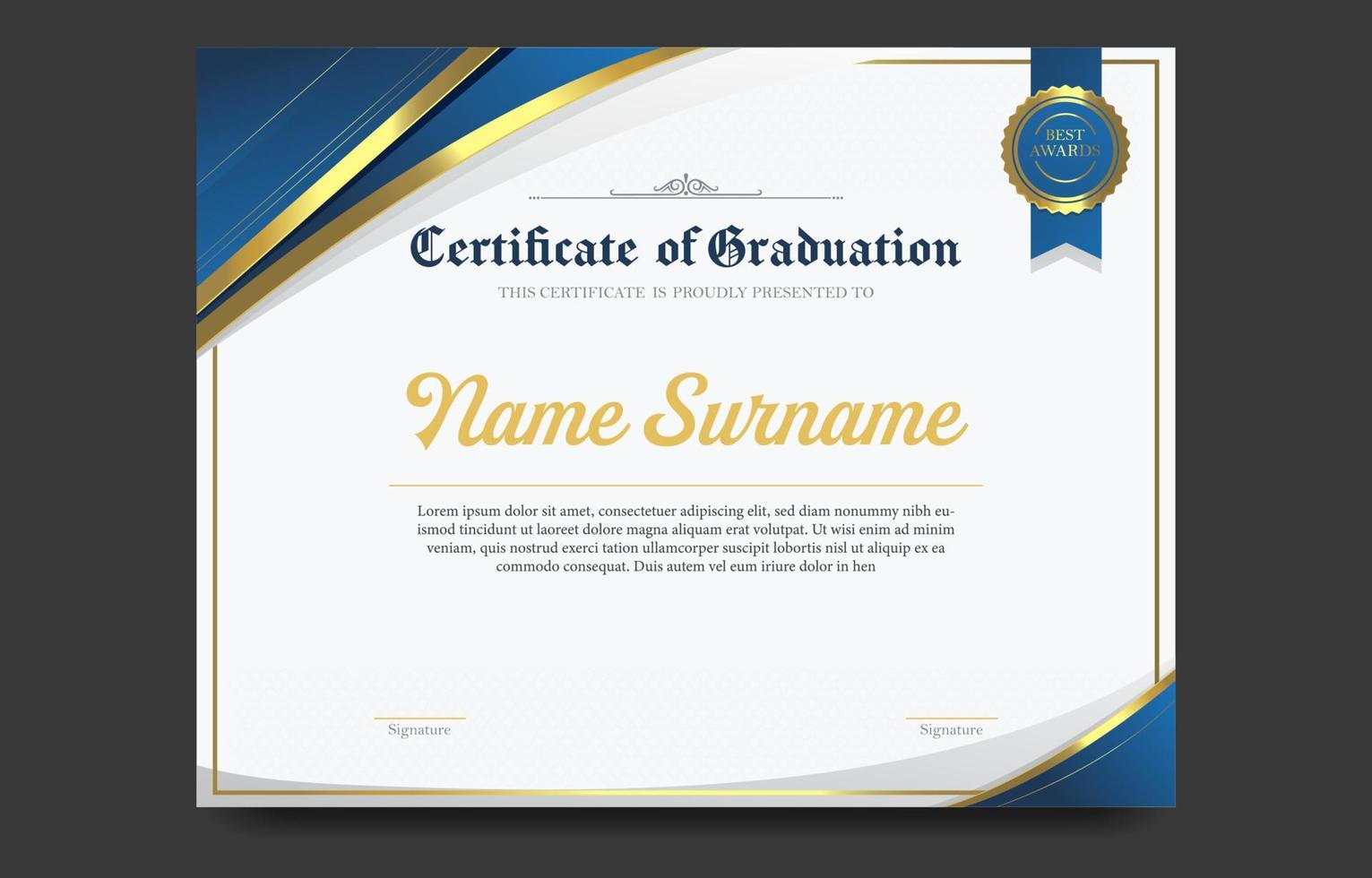 eenvoudig minimalistische certificaat van diploma uitreiking achtergrond vector