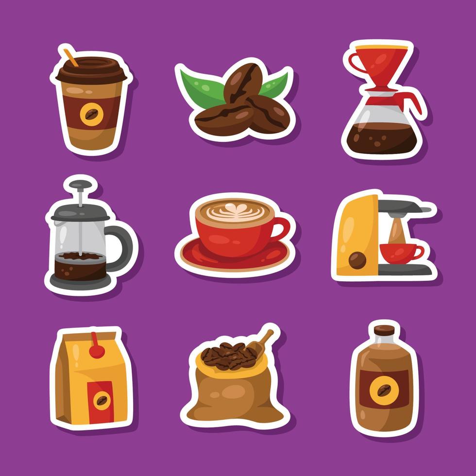 koffie dag stickers verzameling vector