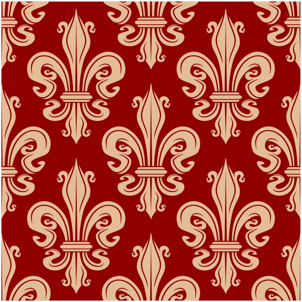 beige en rood fleur-de-lis naadloos patroon vector