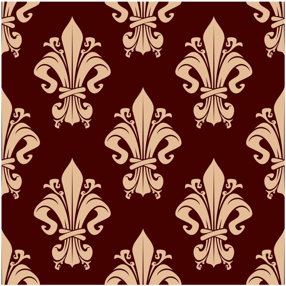 bruin wijnoogst fleur-de-lis bloemen patroon vector