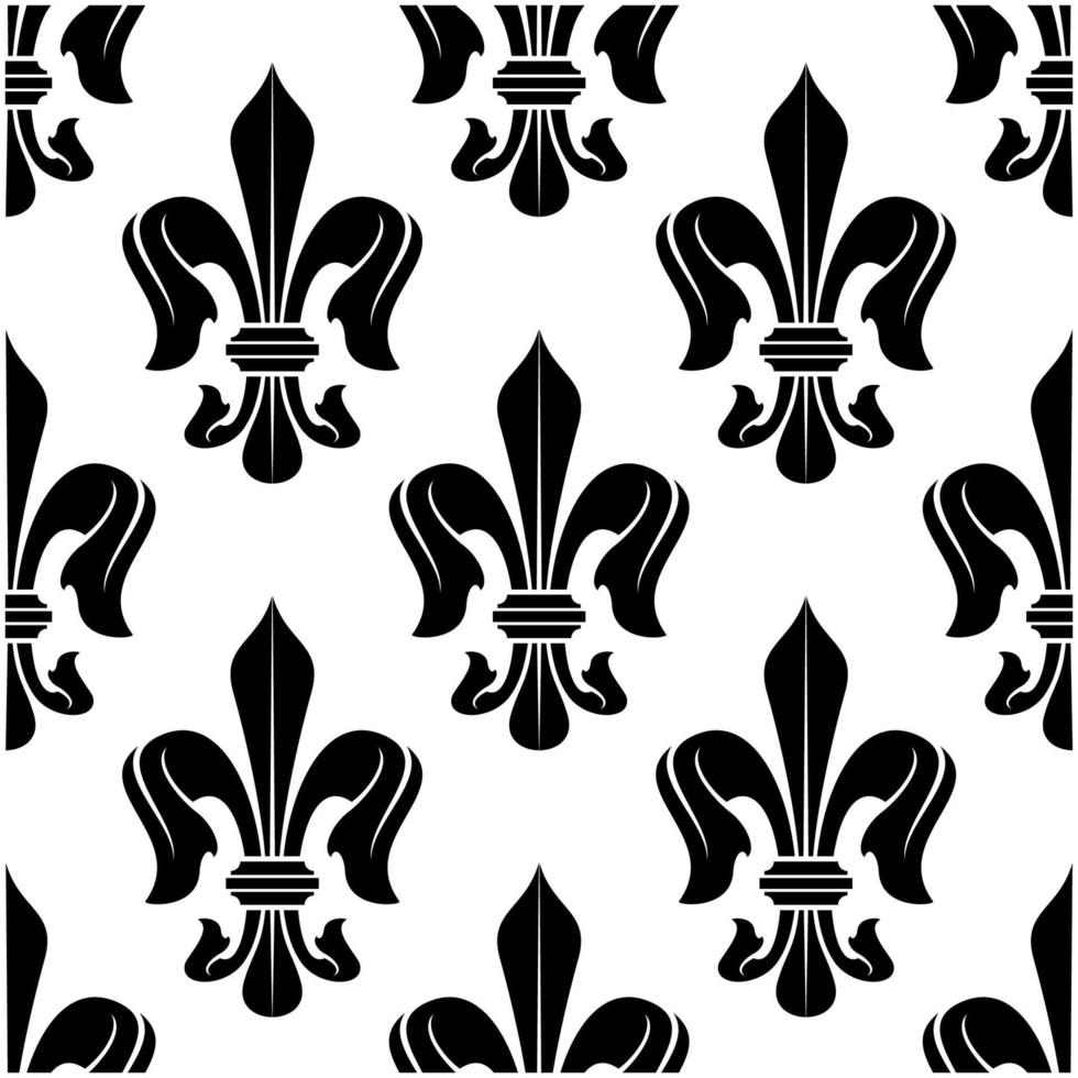 zwart en wit fleur-de-lis bloemen patroon vector