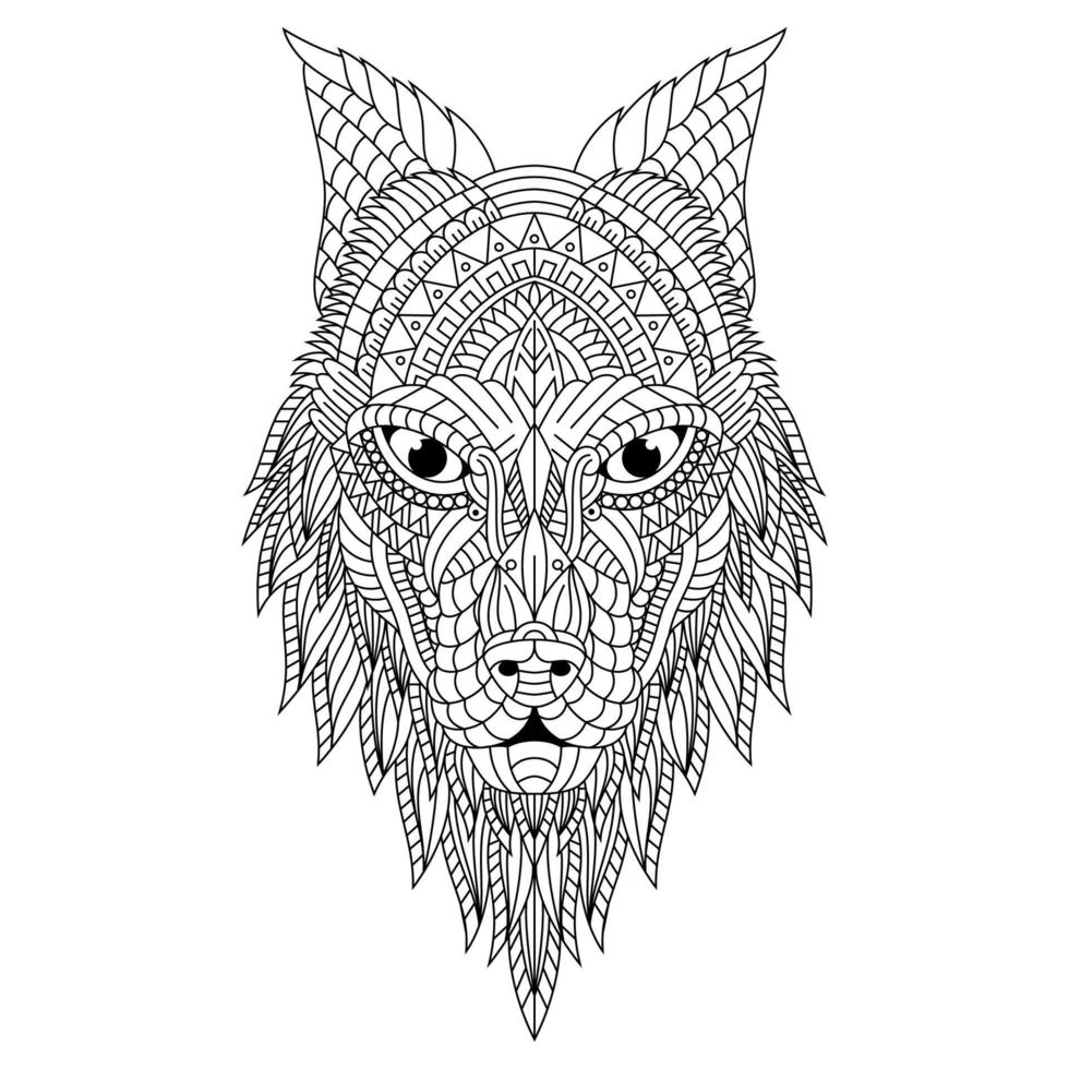 wolf hoofd lijn kunst vector