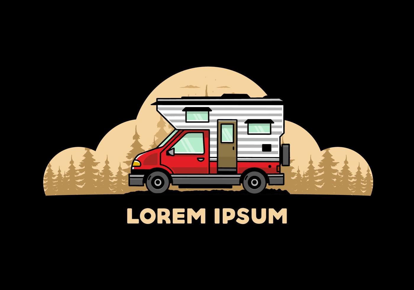 busje doos camper illustratie insigne ontwerp vector