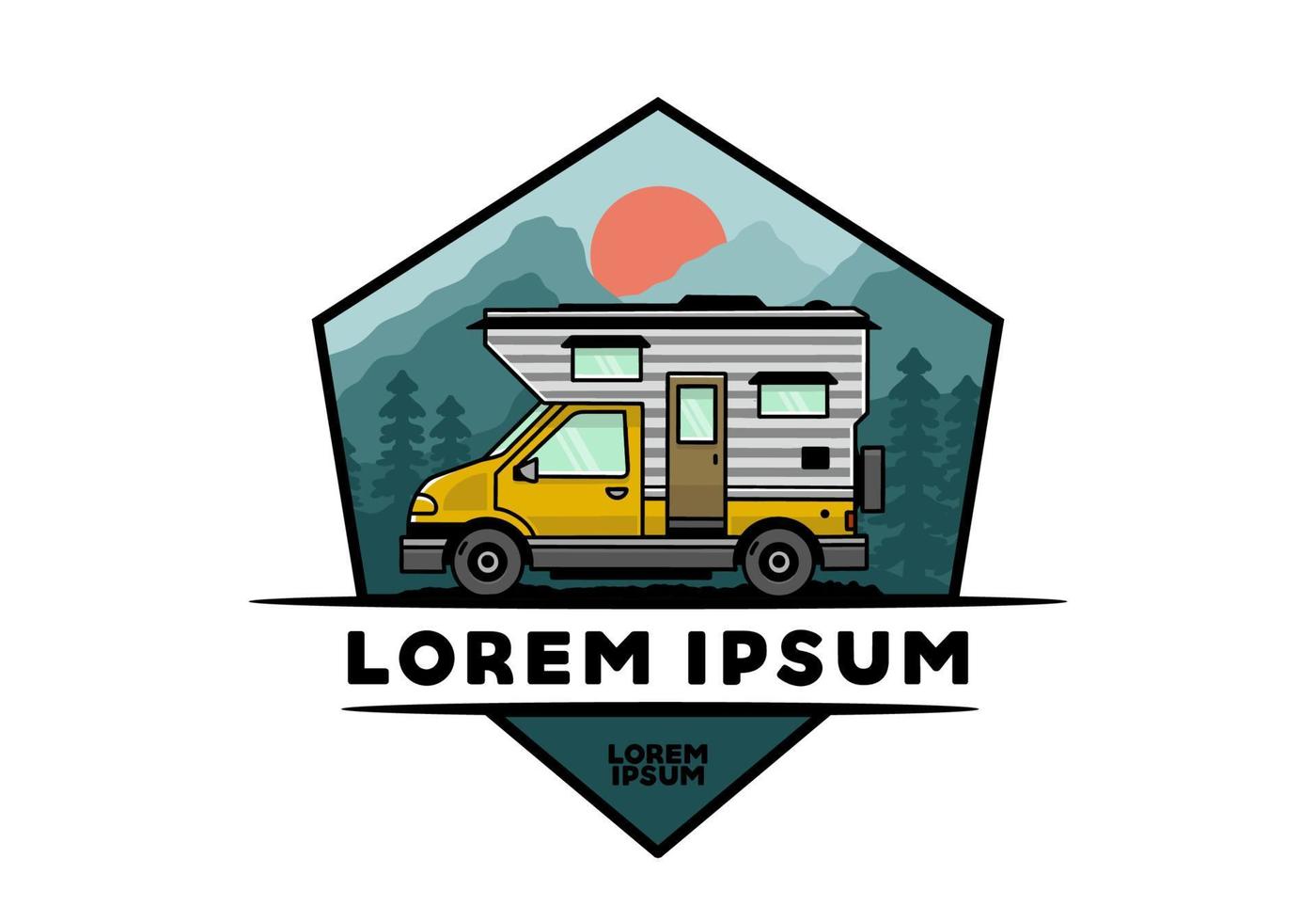 busje doos camper illustratie insigne ontwerp vector