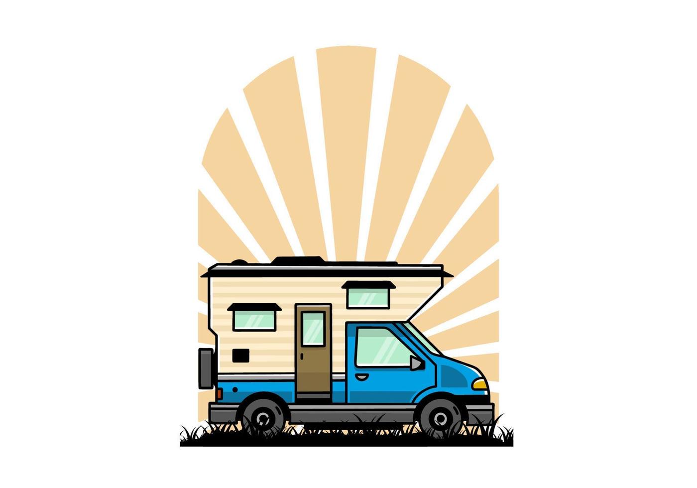 busje doos camper illustratie insigne ontwerp vector