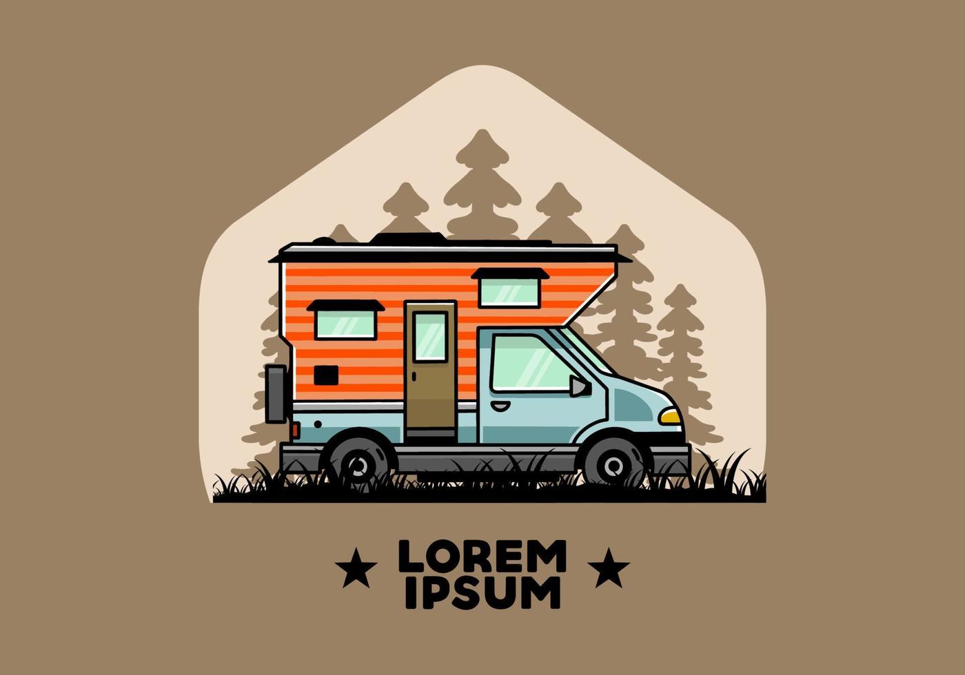 busje doos camper illustratie insigne ontwerp vector