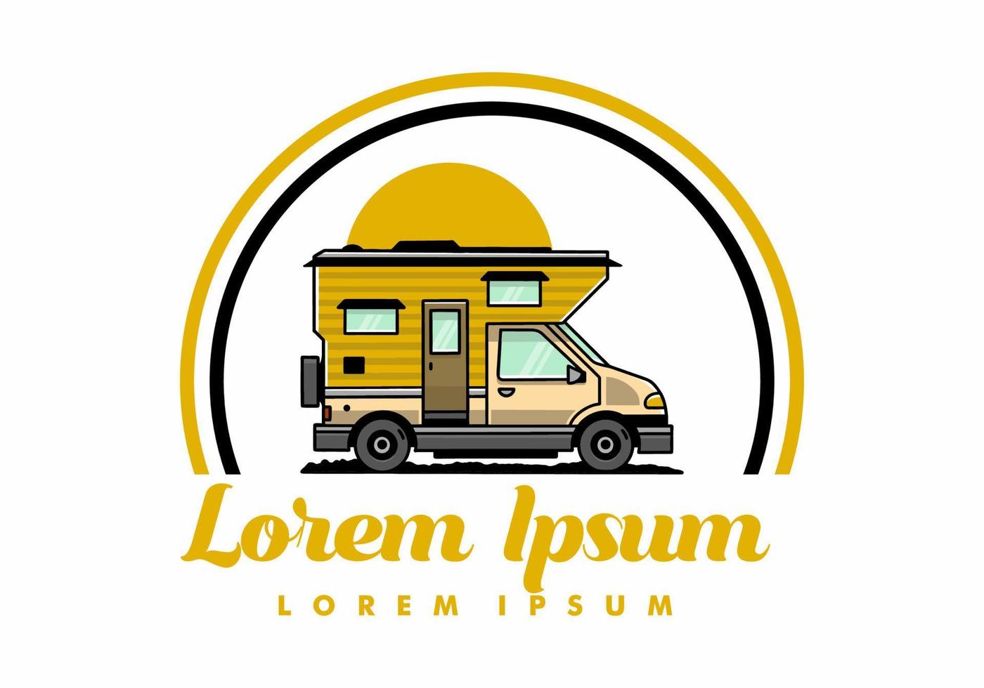 busje doos camper illustratie insigne ontwerp vector