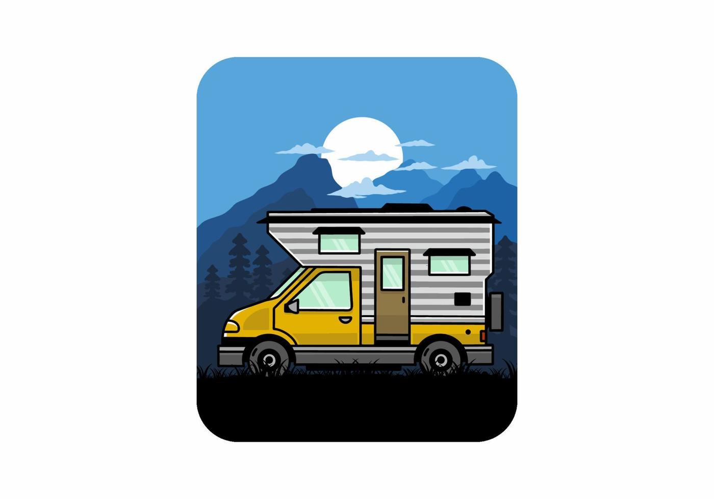 busje doos camper illustratie insigne ontwerp vector