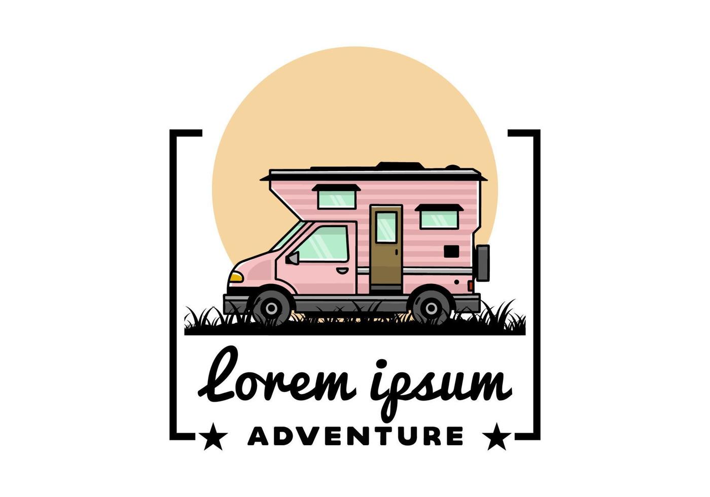 busje doos camper illustratie insigne ontwerp vector