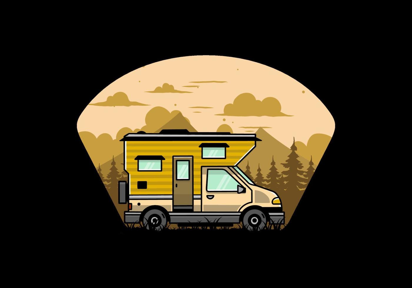 busje doos camper illustratie insigne ontwerp vector