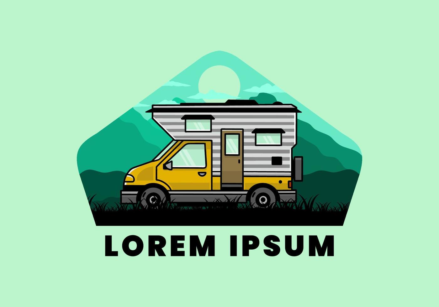 busje doos camper illustratie insigne ontwerp vector