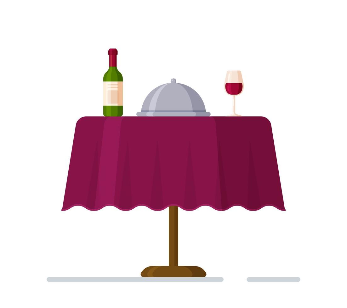 vector illustratie van een restaurant tafel met avondeten bereid voor een.