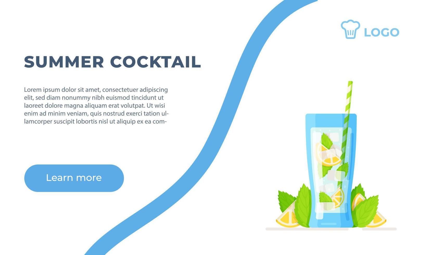 vector illustratie van zomer cocktail geïsoleerd Aan wit achtergrond met blauw lijnen.