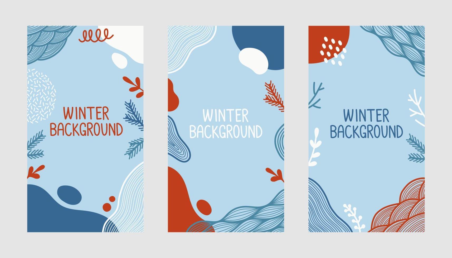 winter vector achtergrond reeks blauw vlak ontwerp illustratie