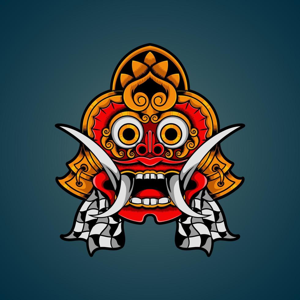 hand getekende Balinese barong masker vectorillustratie vector