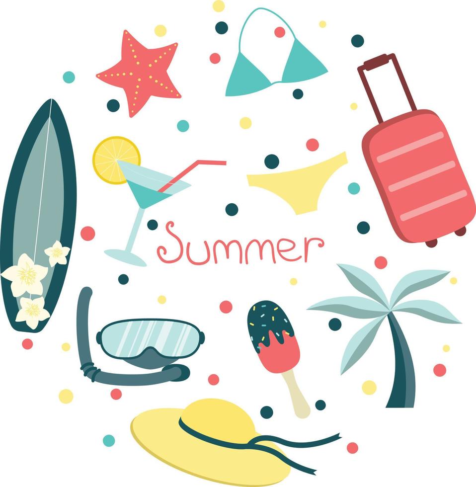 zomer vakantie accessoires uitrusting vector