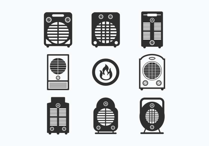 Stel pictogrammen van verwarmer in vector