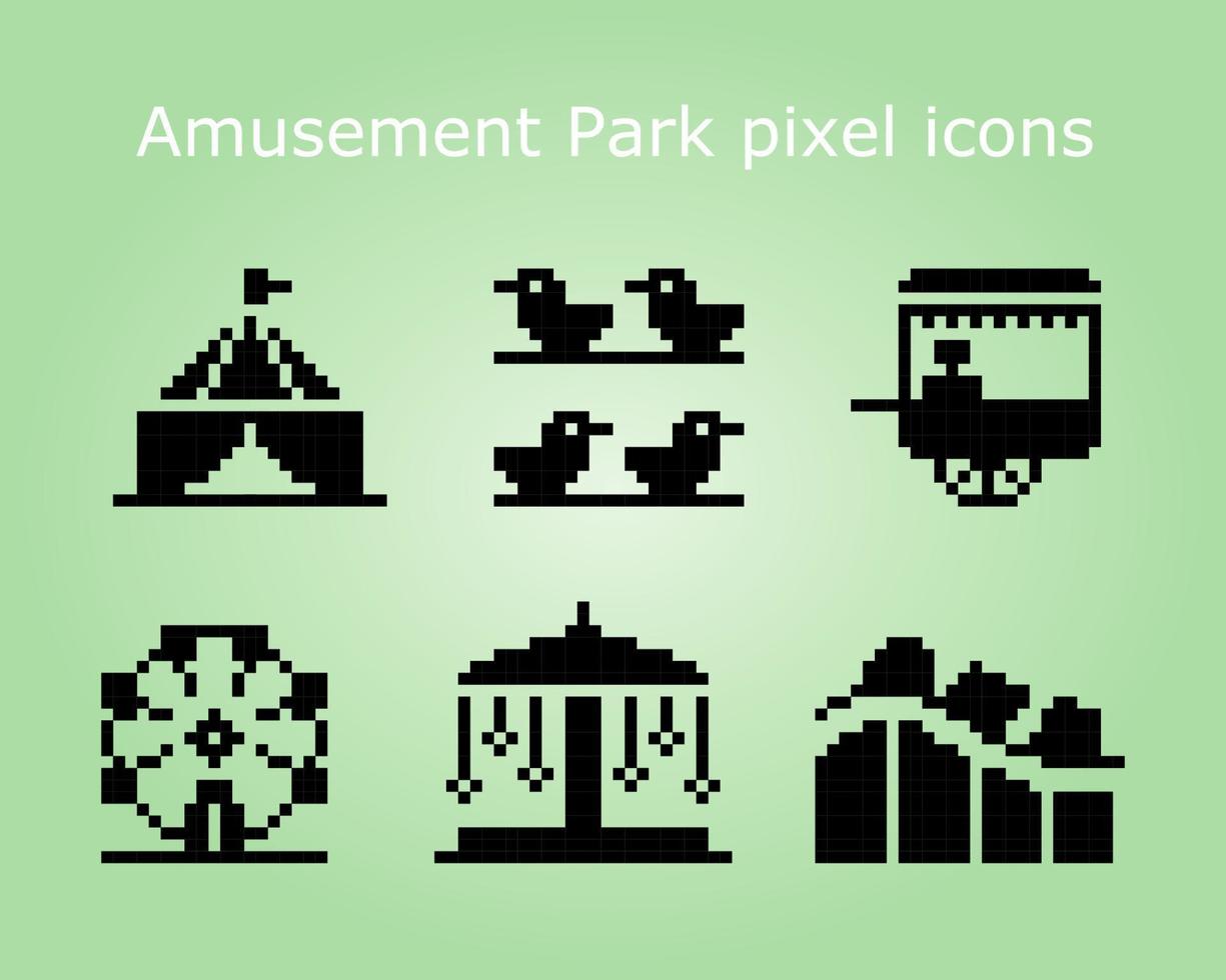 8 beetje pixel de amusement pictogrammen in vector illustraties voor kruis steek patroon en spel middelen