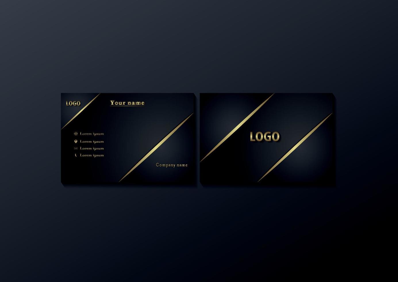 luxe donker bedrijf kaart mockup met modern goud vector illustratie