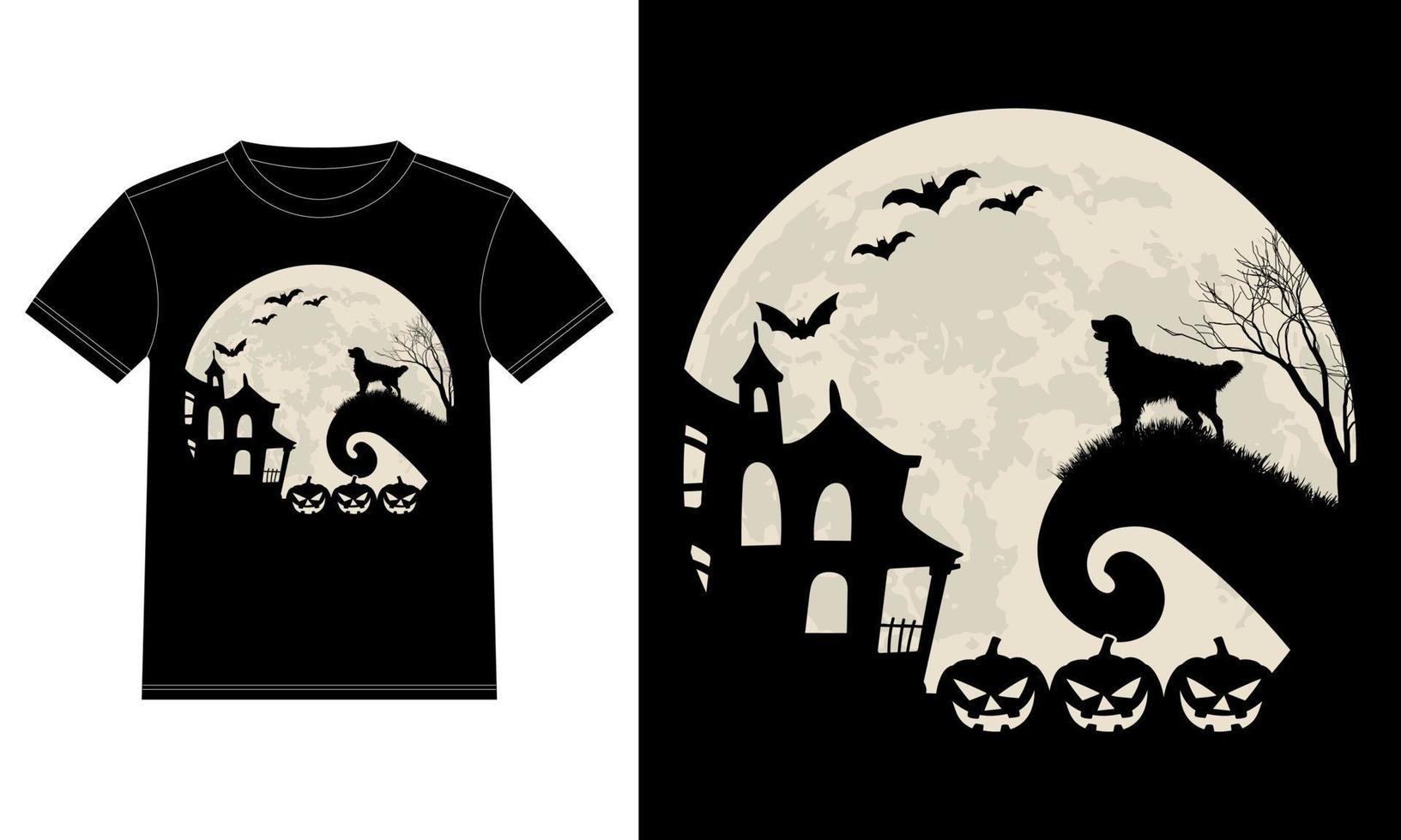 gouden retriever is maan pompoen grappig halloween t-shirt vector