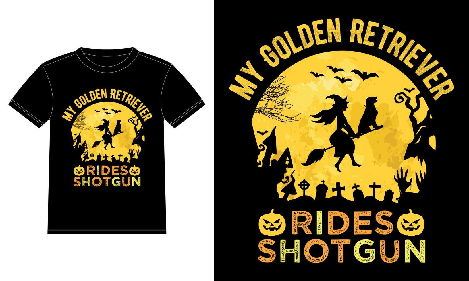 mijn gouden retriever ritten jachtgeweer halloween t-shirt vector