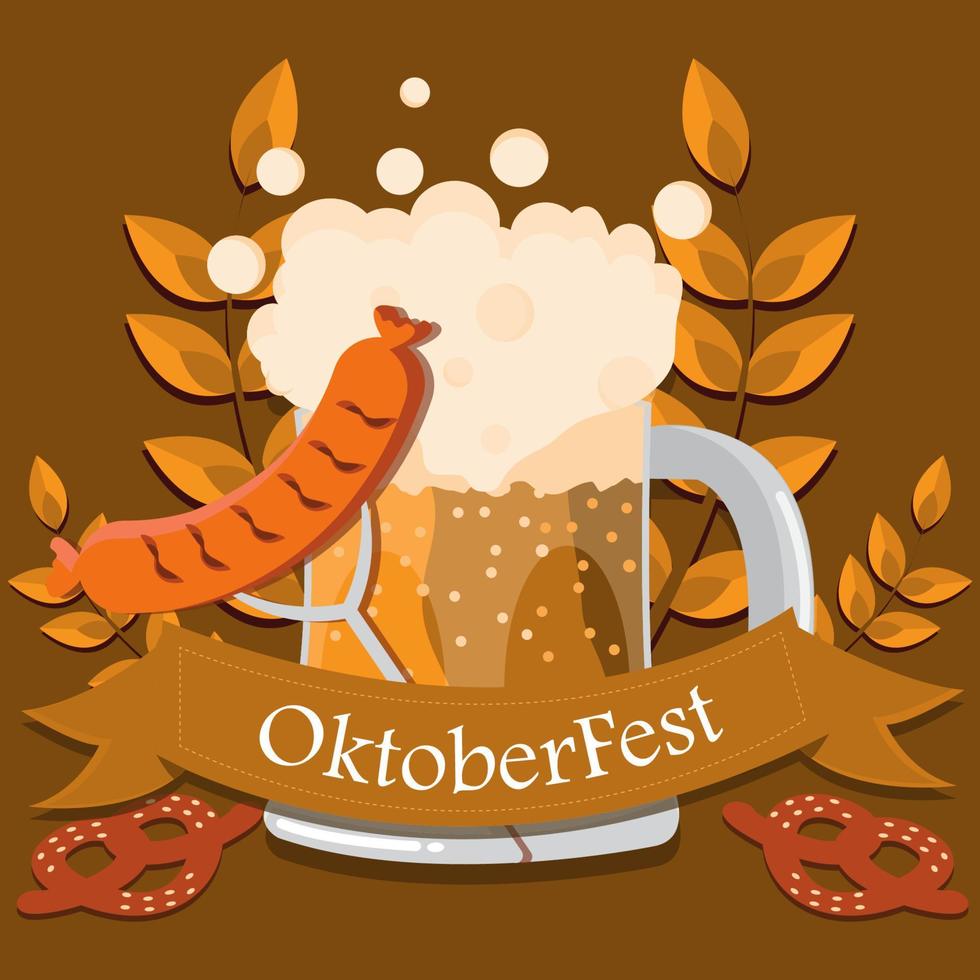 oktoberfeest viering met bier, worst en taart in Duitsland vector