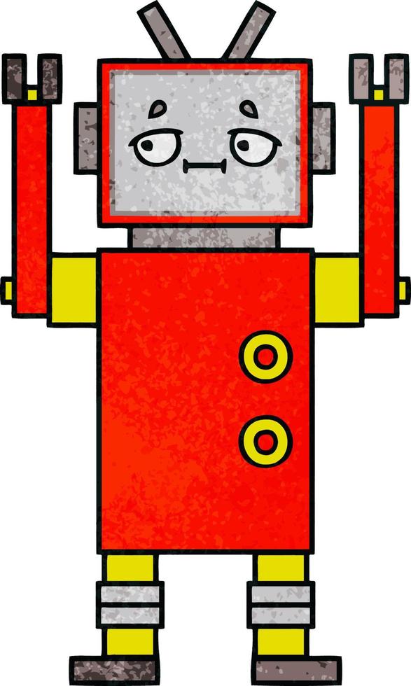 retro grunge textuur cartoon robot vector