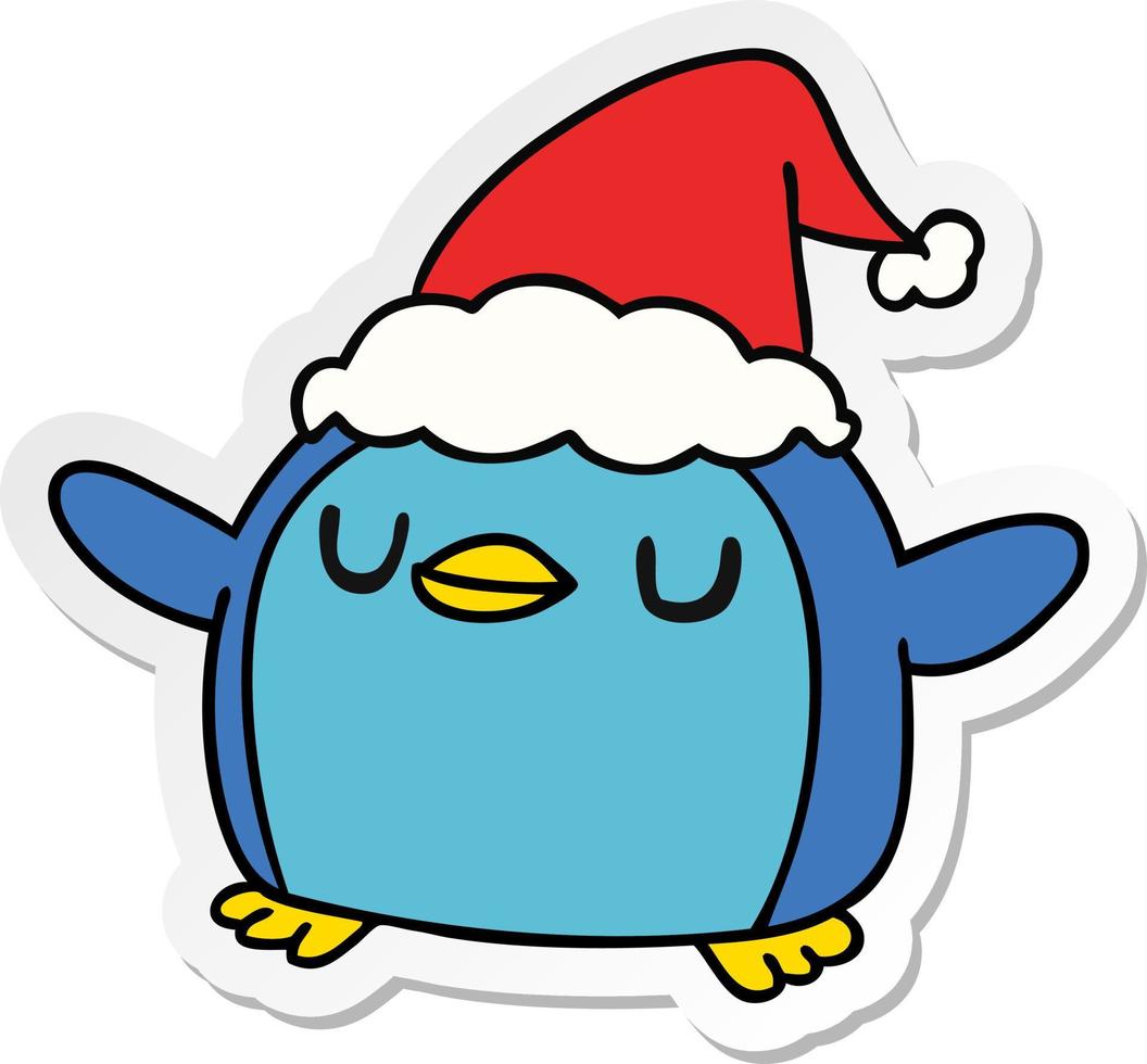 kerst sticker cartoon van kawaii pinguïn vector