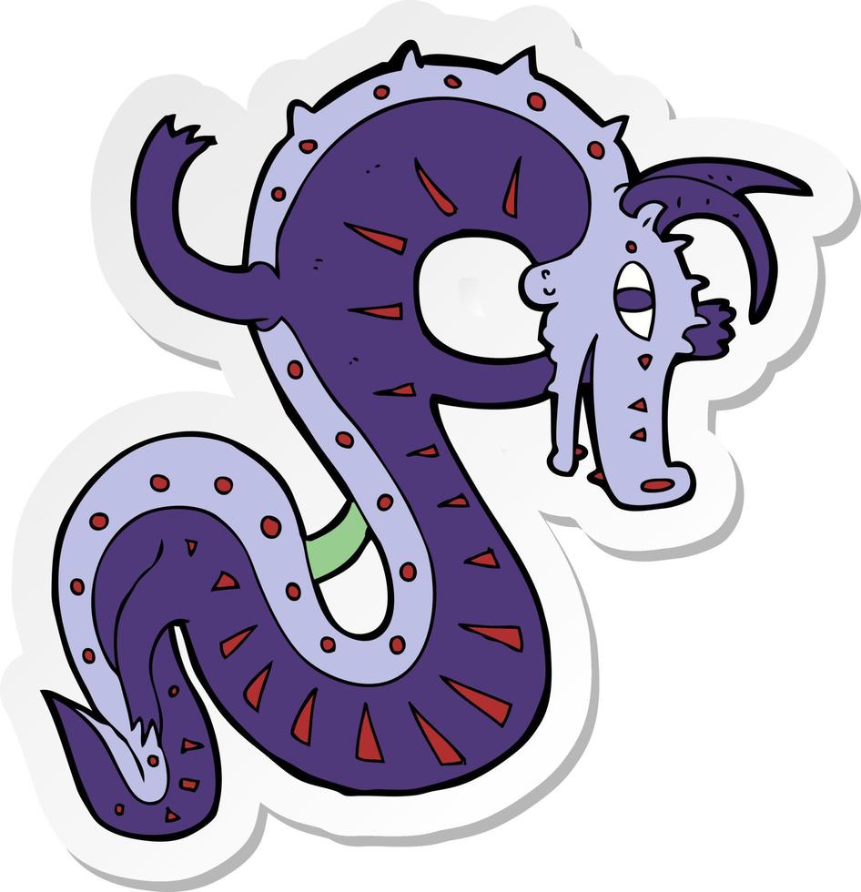 sticker van een cartoon van een Saksische draak vector