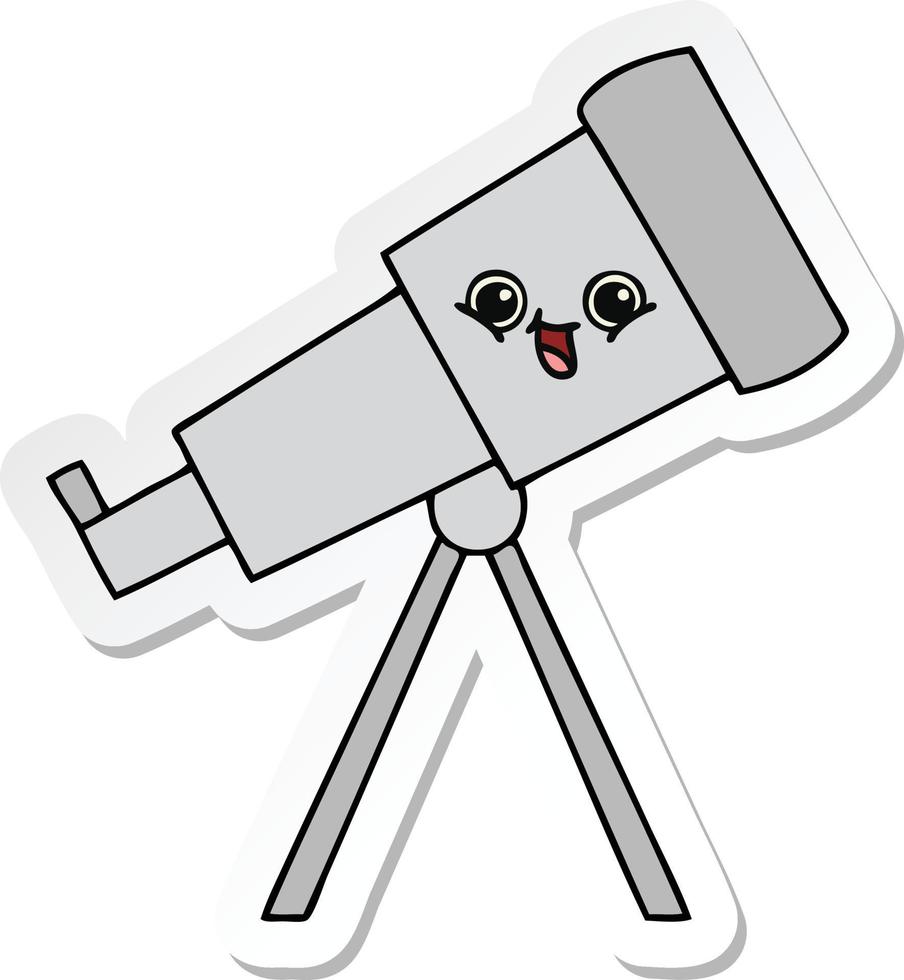 sticker van een schattige tekenfilmtelescoop vector