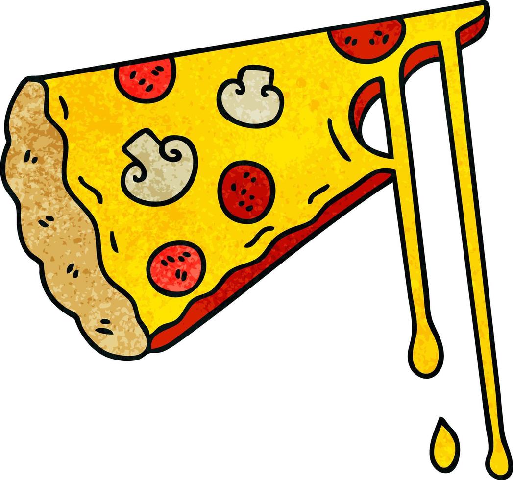 eigenzinnige handgetekende cartoon cheesy pizza vector