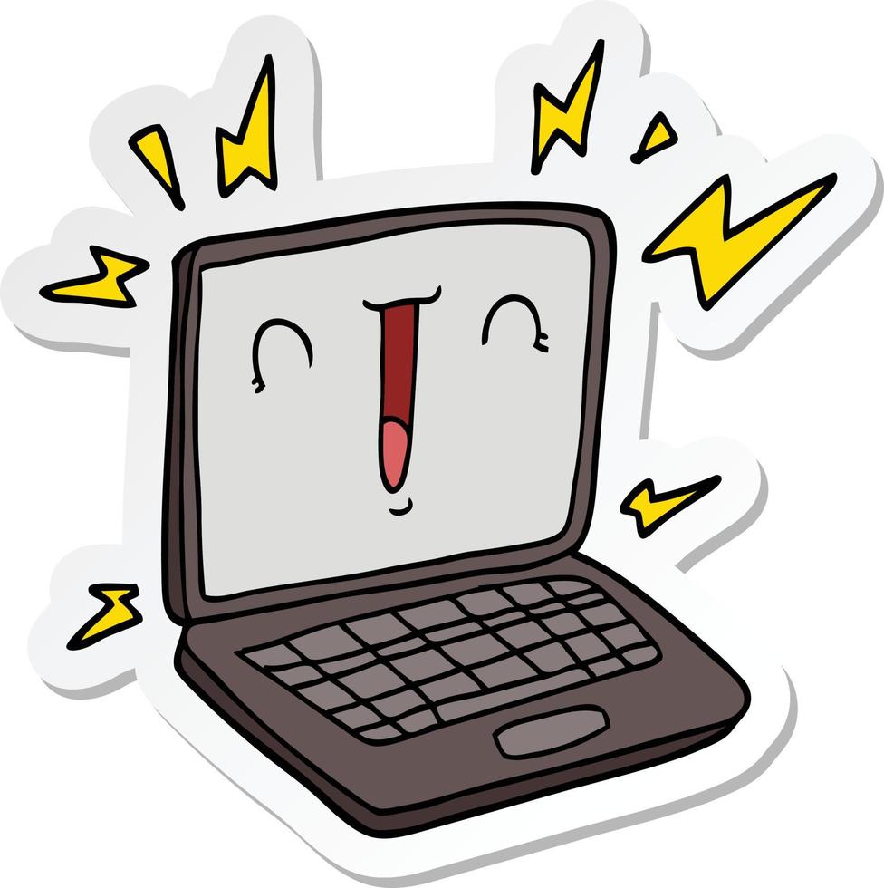 sticker van een cartoon-laptopcomputer vector
