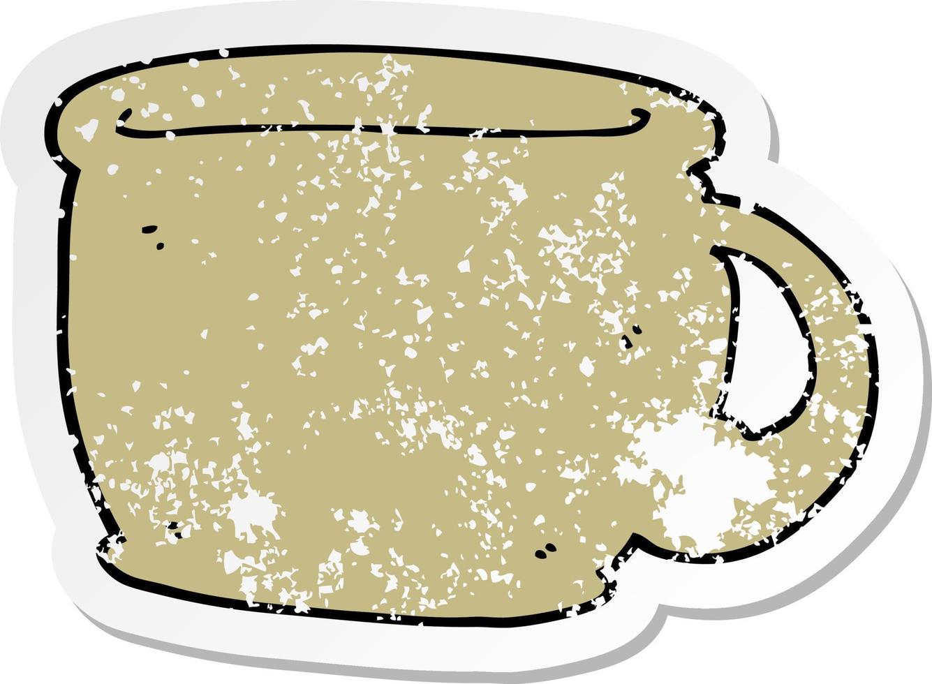 noodlijdende sticker van een cartoon koffiekopje vector