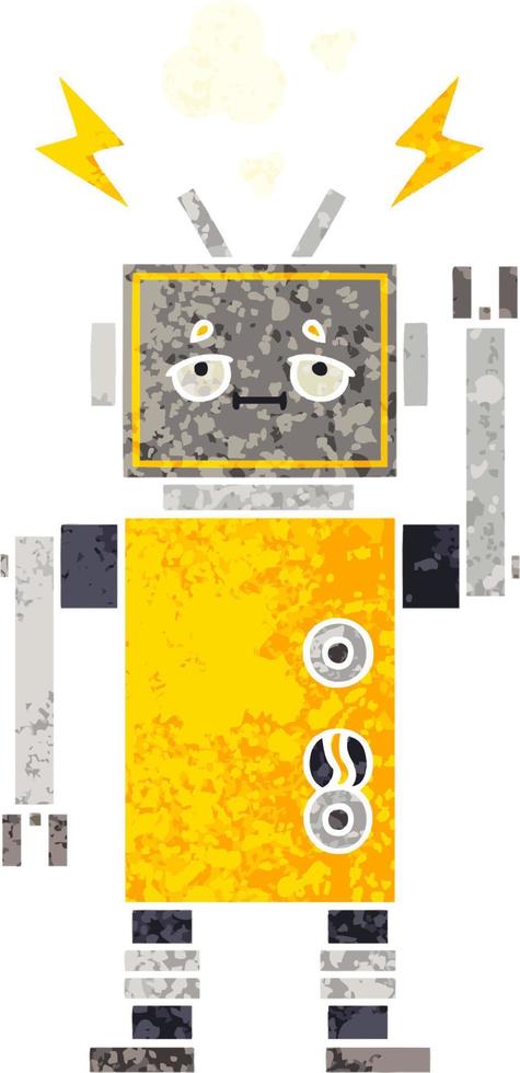 retro illustratie stijl cartoon robot vector