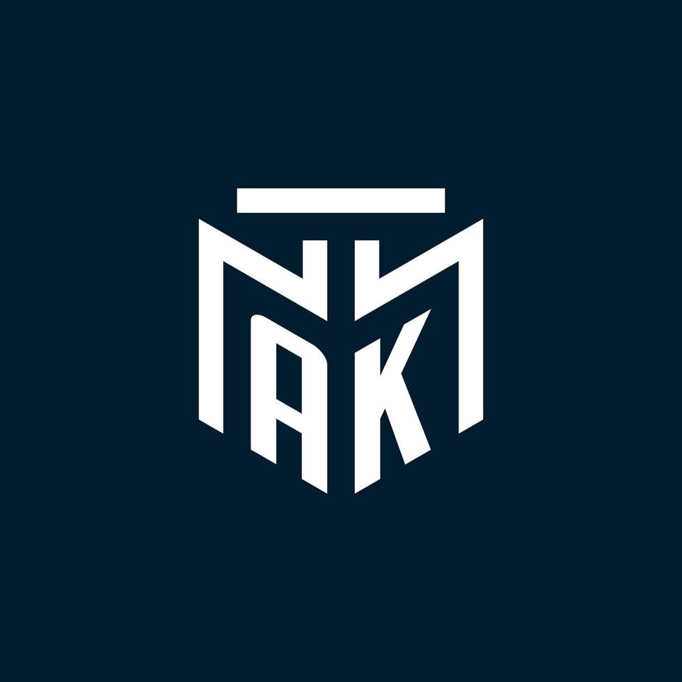 ak monogram eerste logo met abstract meetkundig stijl ontwerp vector