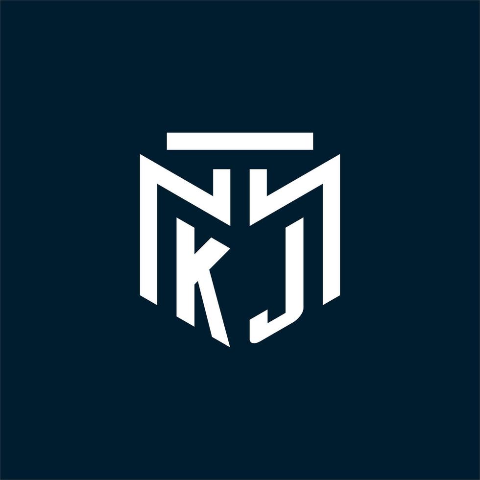 kj monogram eerste logo met abstract meetkundig stijl ontwerp vector