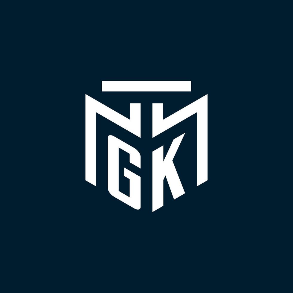 gk monogram eerste logo met abstract meetkundig stijl ontwerp vector