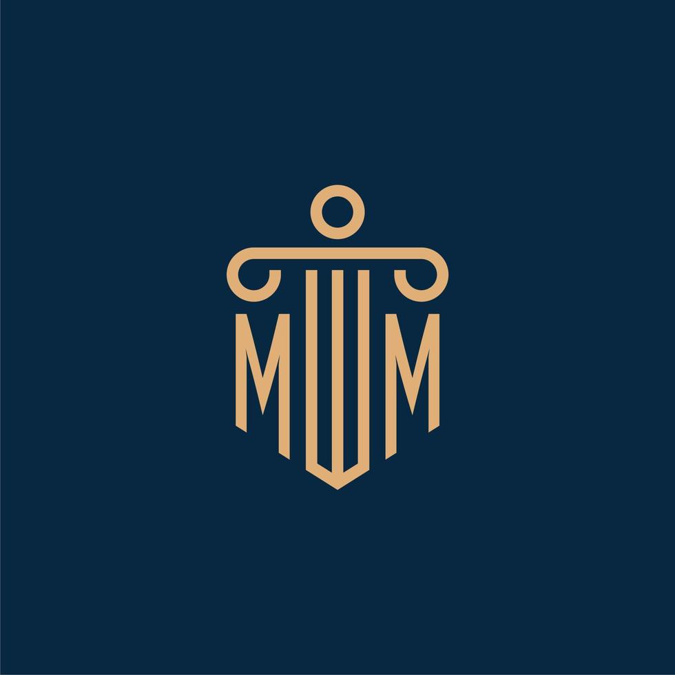 mm eerste voor wet firma logo, advocaat logo met pijler vector