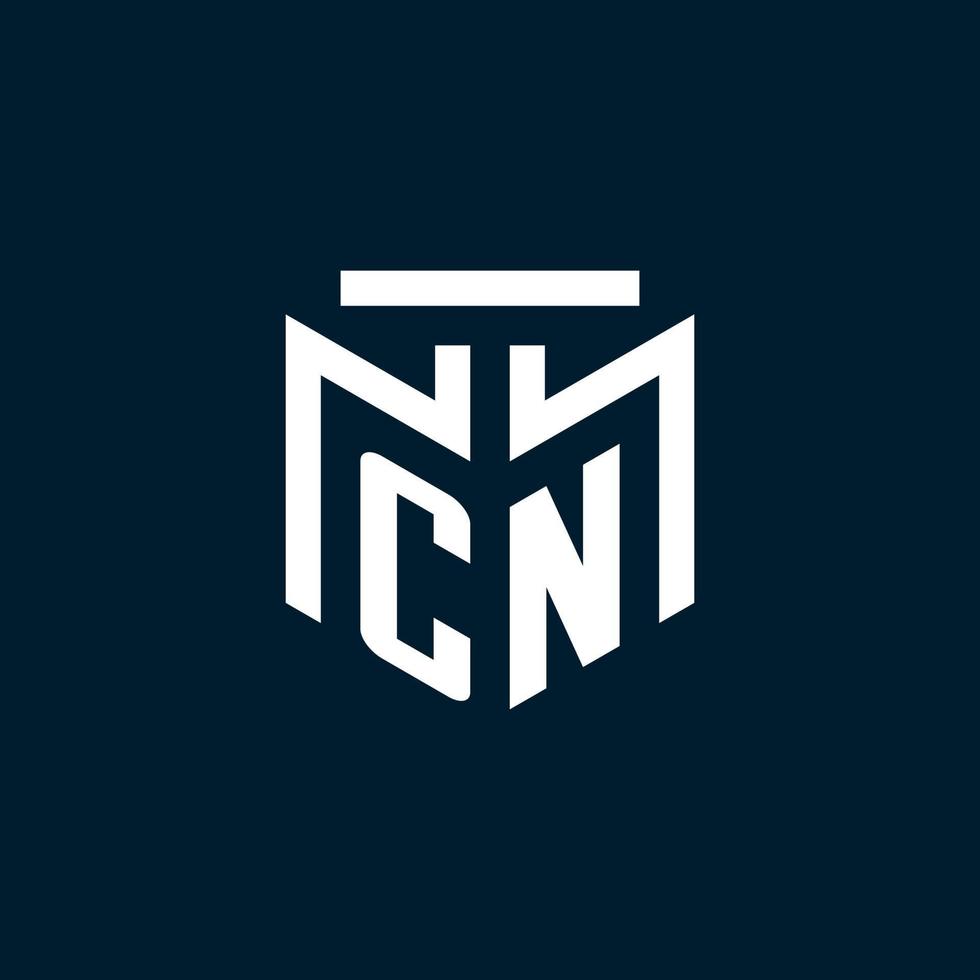 cn monogram eerste logo met abstract meetkundig stijl ontwerp vector